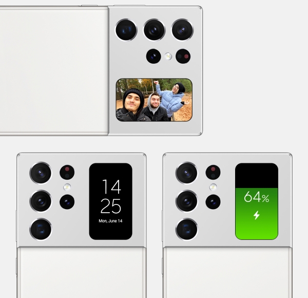 Cận cảnh camera sau và màn hình phụ trên concept Galaxy Note 21 Ultra BG